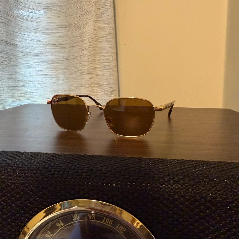 RayBan Gold Sunglasses with Brown Lenses